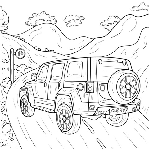 Red Off - Road Vehicle Coloring Page