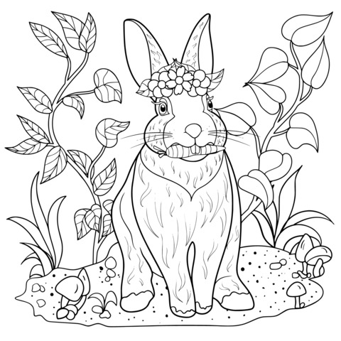 Rabbit with a Flower Wreath