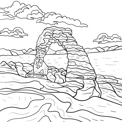 Desert Arch Landscape Coloring Page