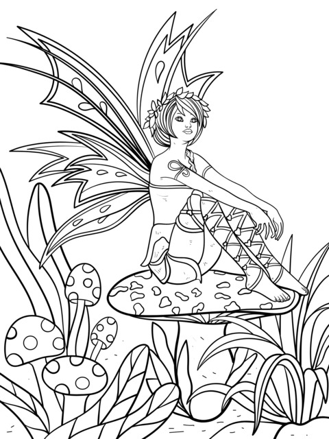 Fairy sitting on a mushroom