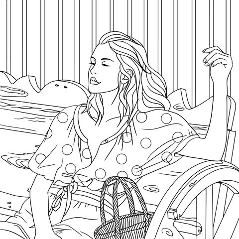 Relaxing Woman Coloring Page