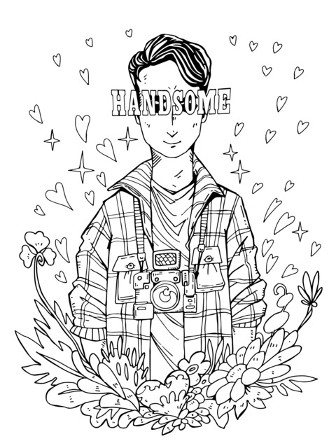 Handsome Photography - themed Boy Coloring Page