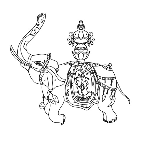 Ornately Decorated Elephant Coloring Page