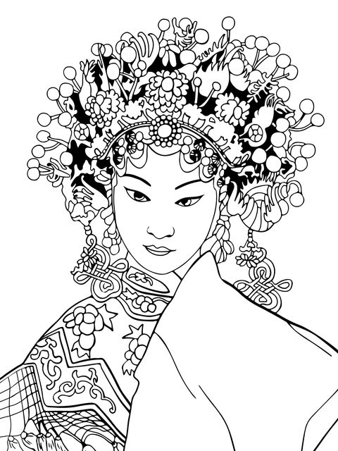 Página de Colorear de Personaje de Ópera China