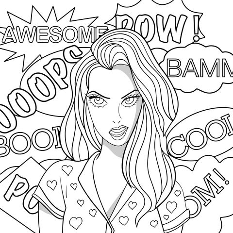 Comic - style Female Coloring Page