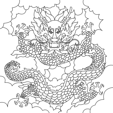 Chinese Dragon - themed Coloring Page