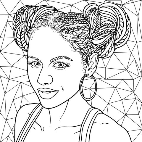 Colorful Female Hairstyle Coloring Page