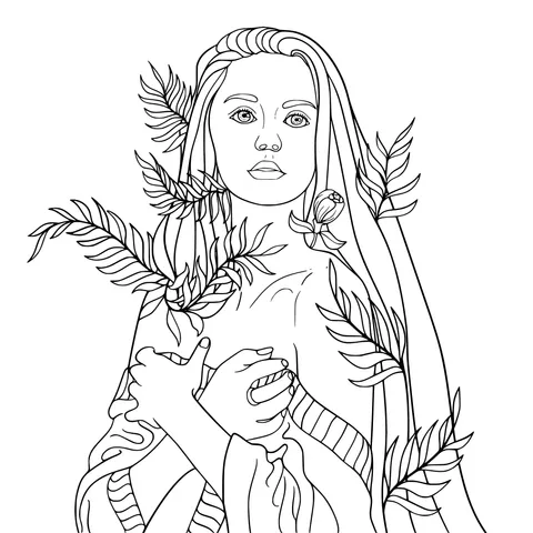 Blonde - haired Woman Holding Leaves