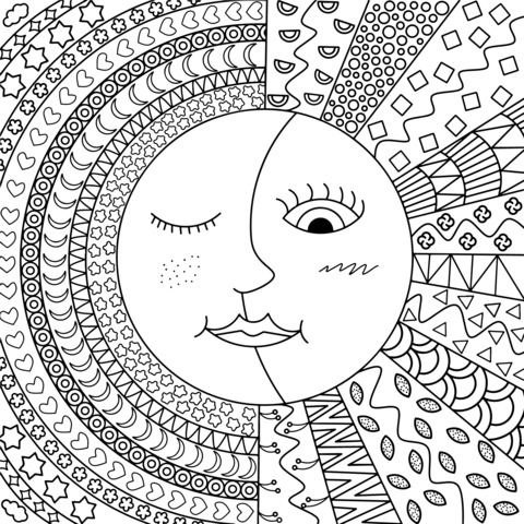 Colorful Sun - themed Coloring Page