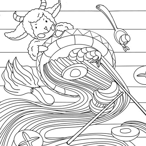 Ramen - themed Coloring Page