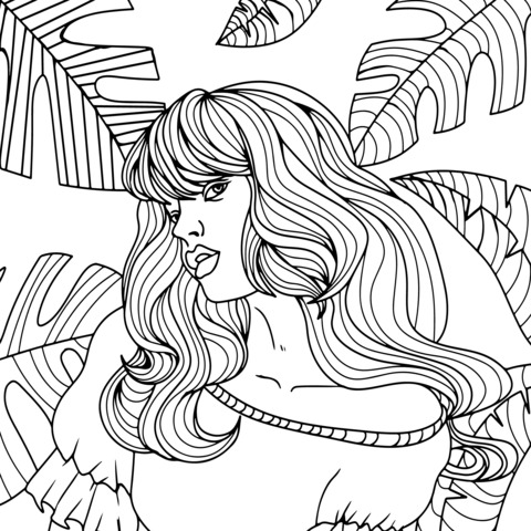 Fashionable Woman Illustration Coloring Page