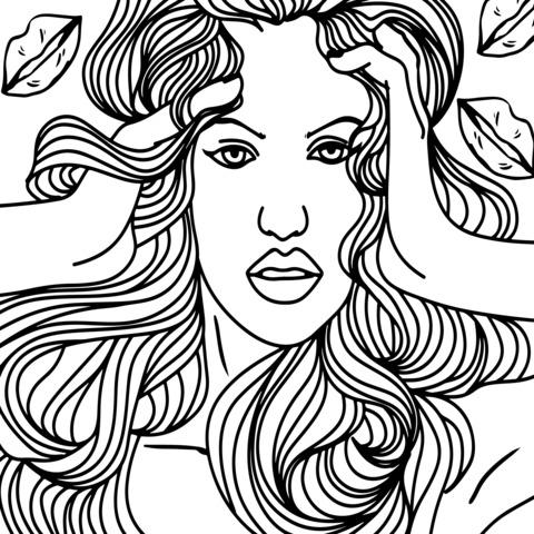 Fashionable Woman - Themed Coloring Page