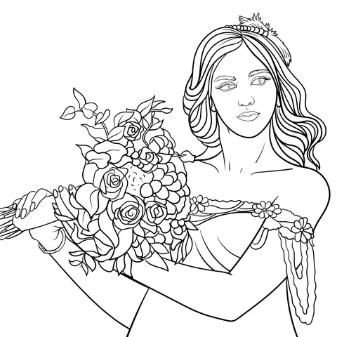 An Elegant Woman Holding a Bouquet