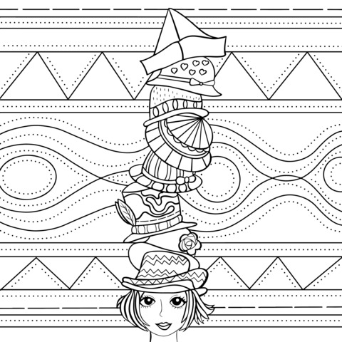 Creative Lady's Headwear Coloring Page