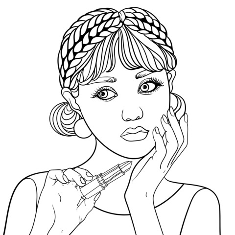 Fashion Girl Makeup Coloring Page