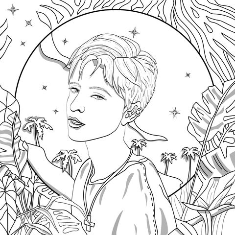 Fashionable Short - Haired Woman Coloring Page