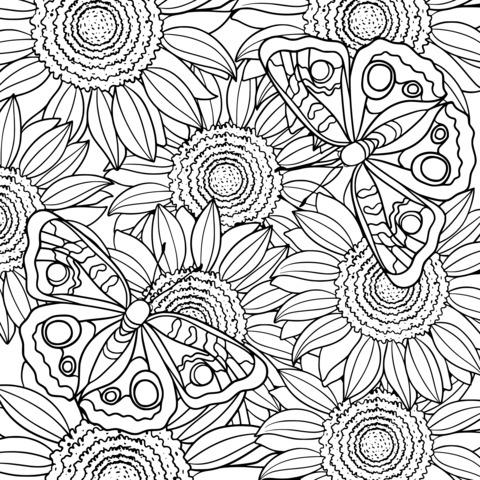 Sunflowers and Butterflies Pattern