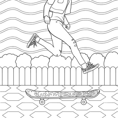 Vibrant Skate - boarding Girl Coloring Page