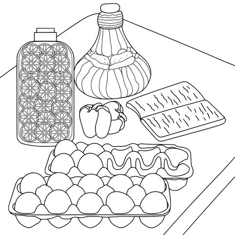 Página para colorear de objetos de la cocina