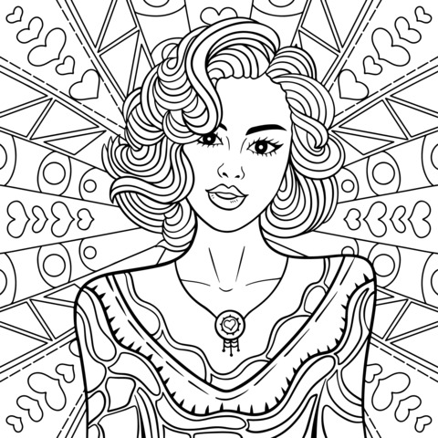 Vintage - style Female Coloring Page