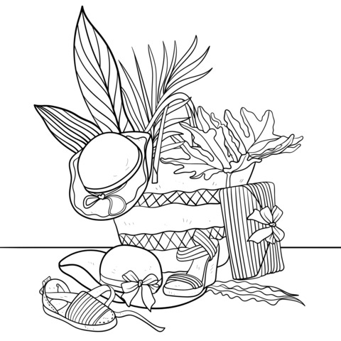 Summer Fashion Accessories Coloring Page