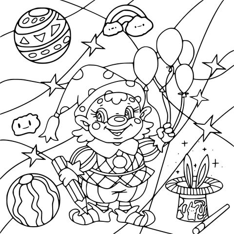 Clown - themed Coloring Page