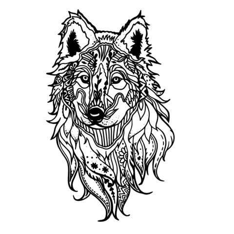 Colorful Wolf Head Coloring Page