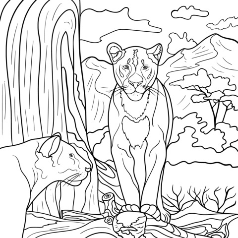 African Lion - themed Coloring Page