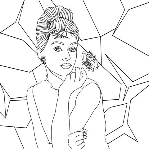 Coloring Page of a Lady and a Butterfly