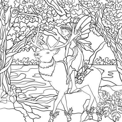 Fairy Riding a Deer