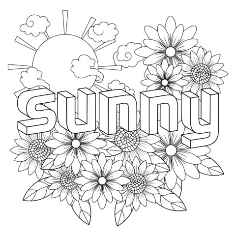 Sunny Flower - themed Coloring Page