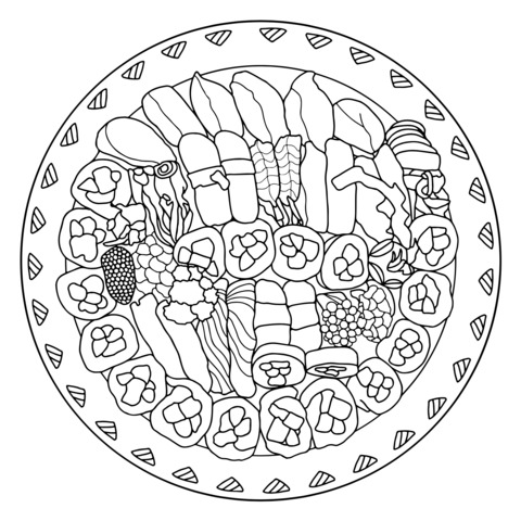 Sushi Platter Coloring Page