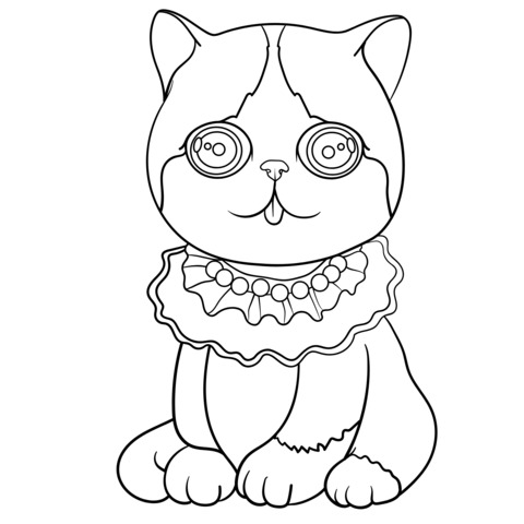 Página para Colorear de un Gato Adorable