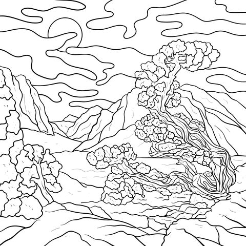 Beautiful Autumn Landscape Coloring Page