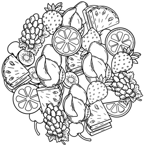 Colorful Fruit Coloring Page