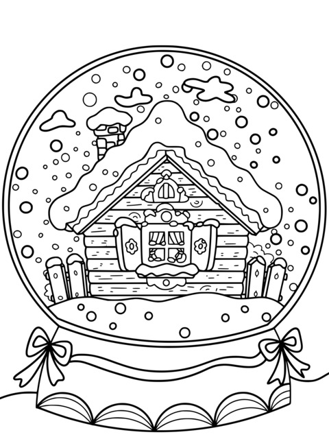 Winter Snow - scene Cabin Coloring Page