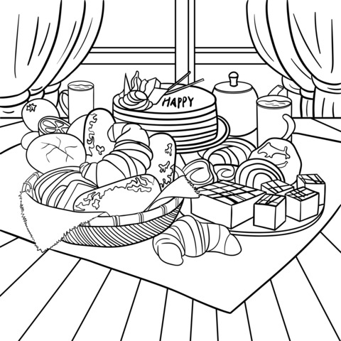 Delicious Breakfast - themed Coloring Page