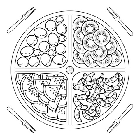 Fruit Platter Coloring Page