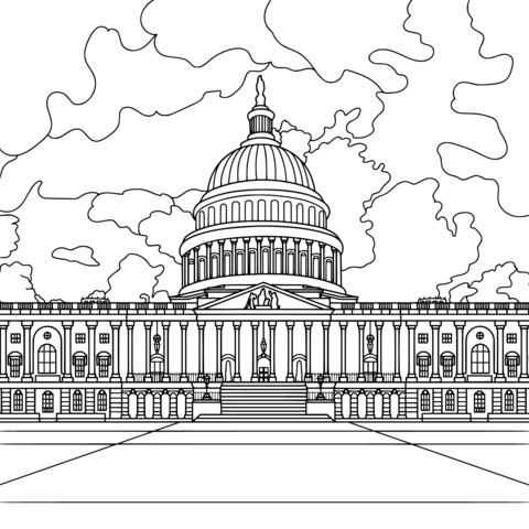 Página para colorir do Capitolino dos Estados Unidos