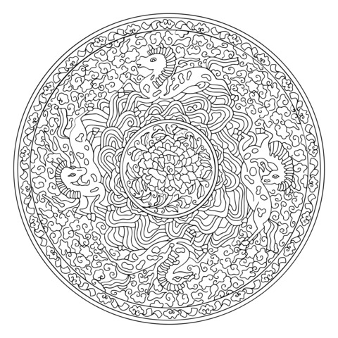 Round Plate with Traditional Auspicious Patterns