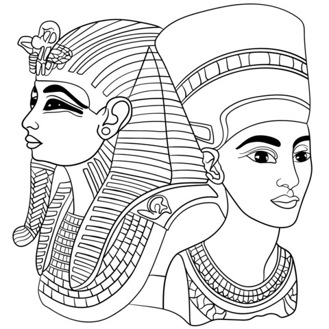 古代エジプトのファラオと女王の塗り絵