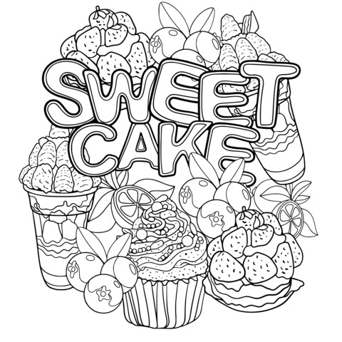 Sweet Cake Coloring Page