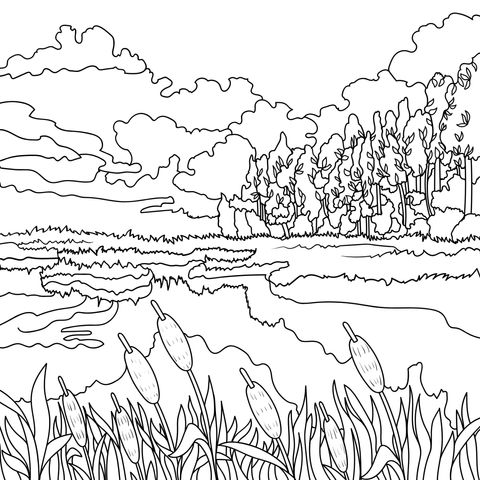 Beautiful Natural Landscape Coloring Page