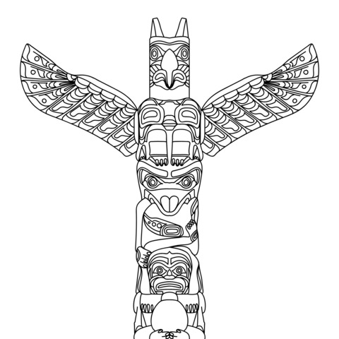 Colorful Totem Pole Coloring Page