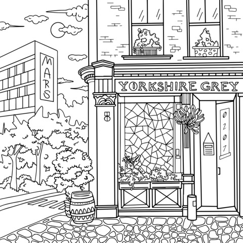 Página de Colorear del Pub Yorkshire Grey