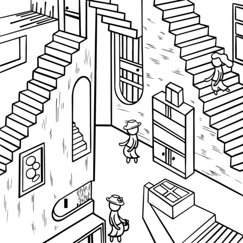 Fantasy Staircase Coloring Page