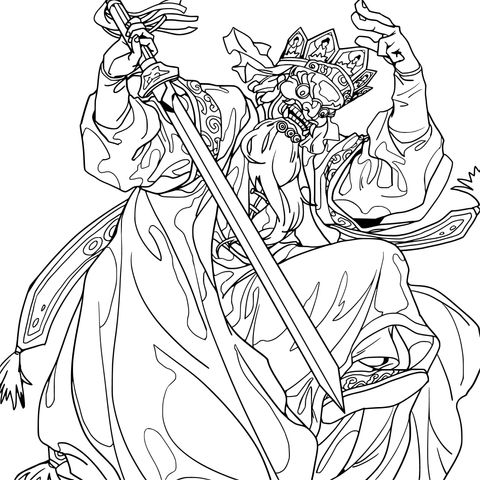 Mysterious Sword - Wielding Character Coloring Page