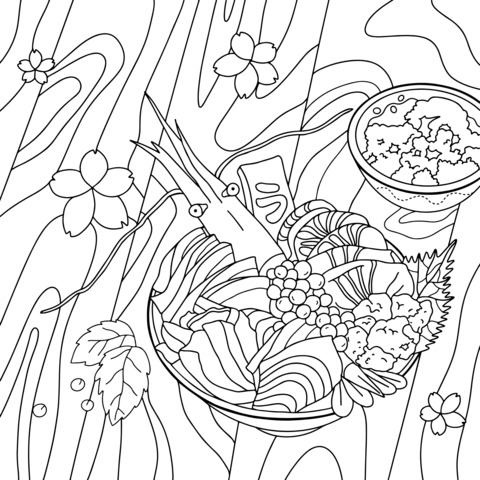 Japanese Seafood Delicacy Coloring Page