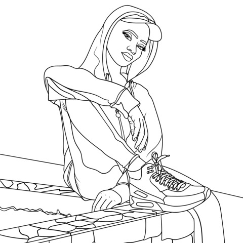 Stylish Sitting Figure Coloring Page