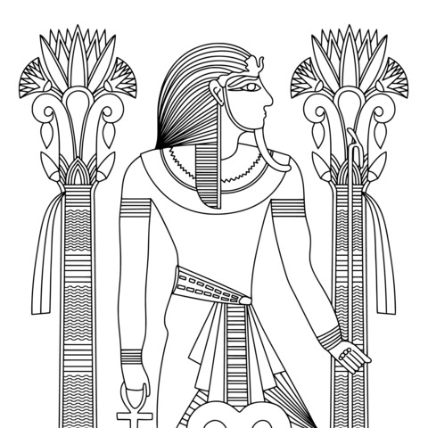 Ancient Egyptian Pharaoh Coloring Page